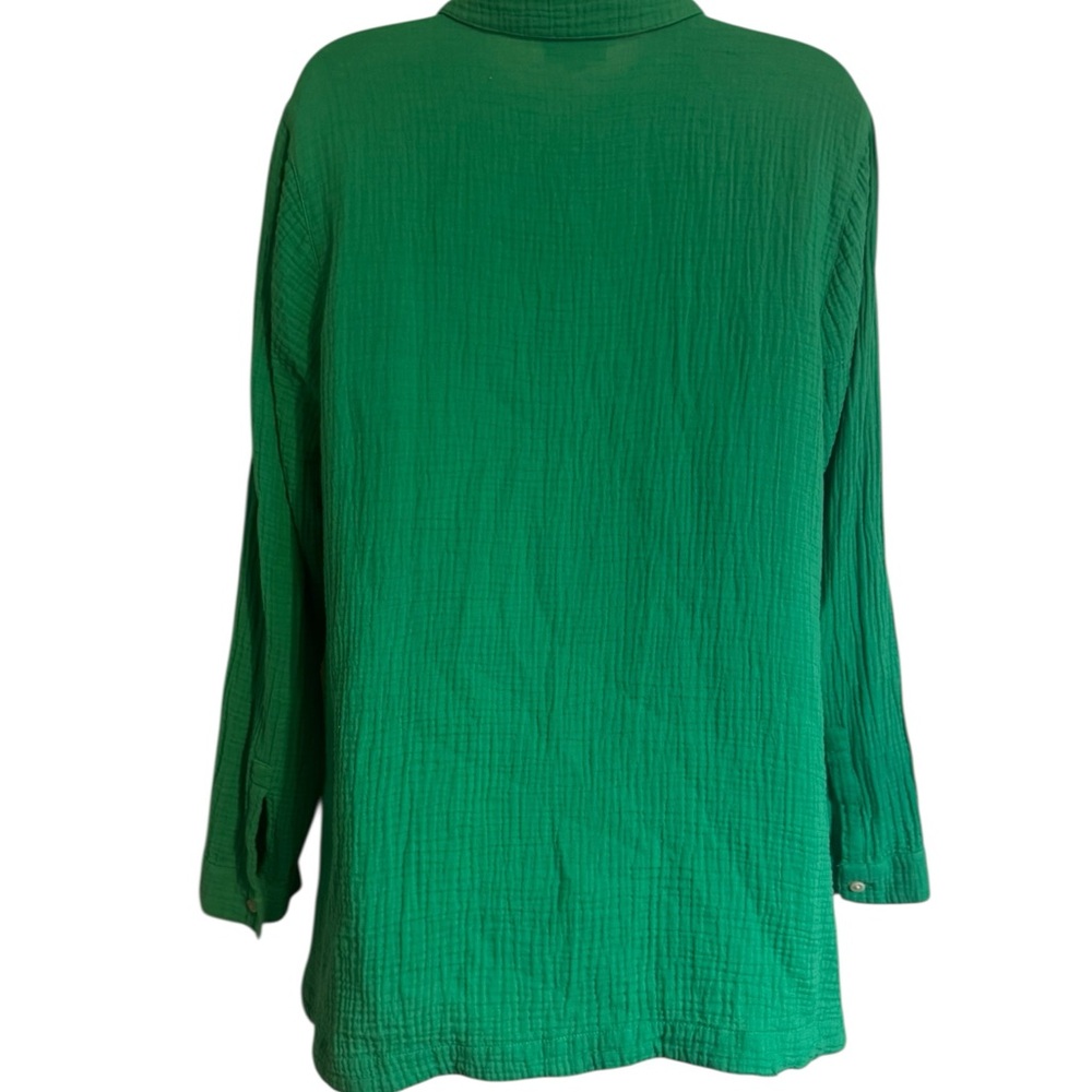 J. Jill Relaxed Button-Front Shirt in Spring Green LARGE/PETITE #G - Picture 5 of 7